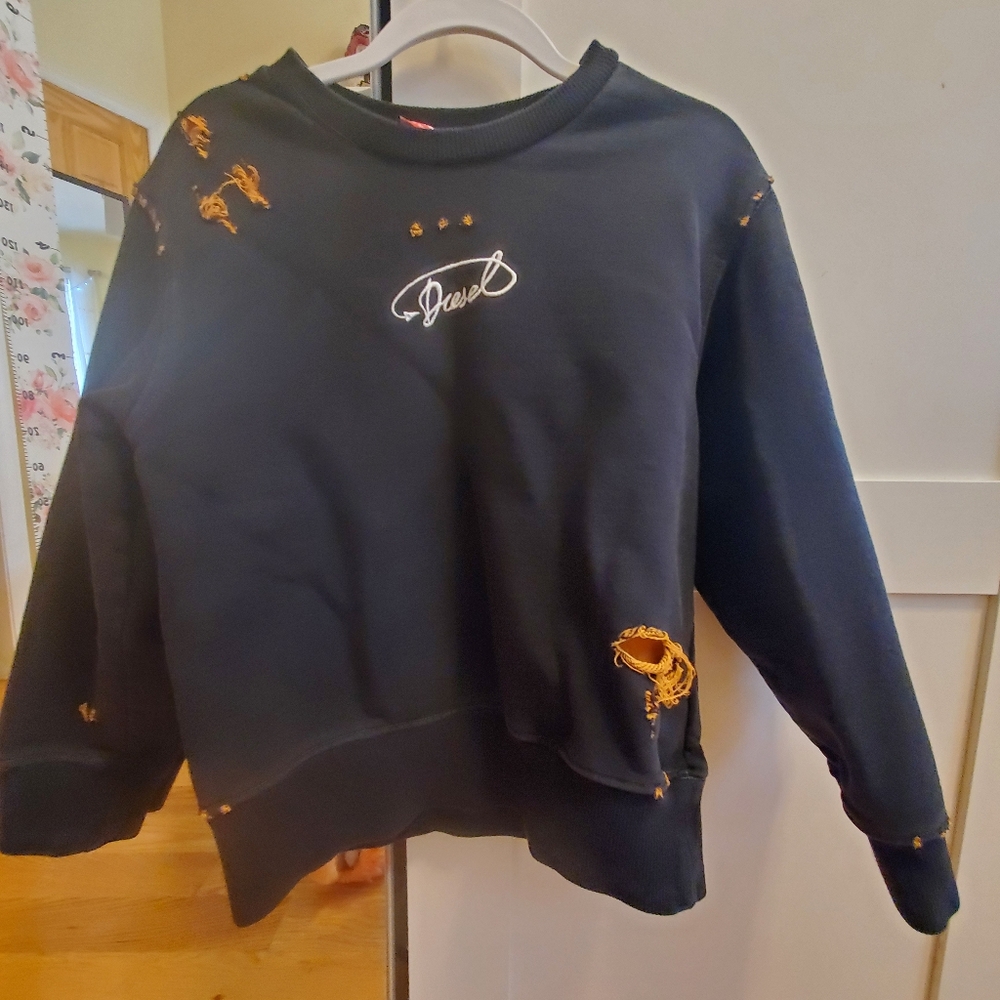 Black Sweatshirt with Gold Embroidery